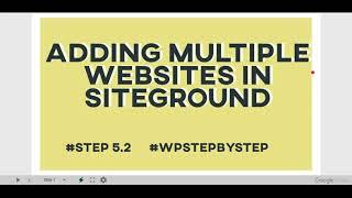 Adding Multiple Websites in Siteground  # Step5.2   # wpstepbystep