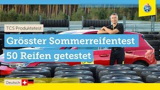 Grösster TCS Sommerreifentest 2023: 50 Reifen, von Budget- bis Premium.