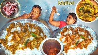 eating show | village style mutton curry cooking eating | mutton curry rice eating | mukbang mutton