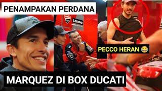 Penampakan Perdana Marc Marquez di Box Ducati Lenovo, Pecco Bagnaia Ngintip Ngintip!