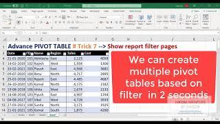 Advance PIVOT TABLE # Trick 7    Show report filter pages