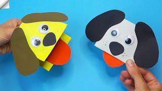 How to Make a DOG Paper Puppet | Moving paper toys | Easy Dog Hand Puppet DIY