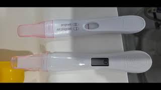 Live pregnancy test 16 DPO, almost no control line result line is darker/ mom of 4 boys. Baby #5