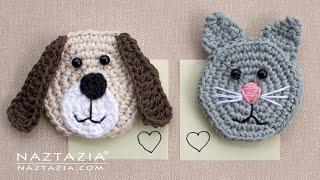 HOW to CROCHET DOG and CAT MAGNET - Applique and Refrigerator Magnets Tutorial