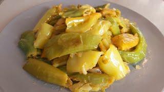 Fried peppers with green tomatoes. It is so, simple, and so delicious! 100% 