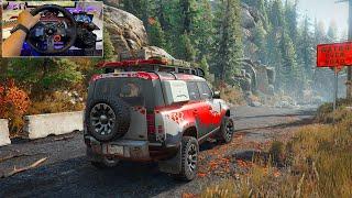 Landrover Defender D100 Off road Exploring Black River Michigan in Snowrunner Gameplay