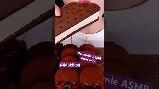 Mellawnie ASMR chocolate ice cream sandwich mochi Rice cake biscuit mukbang bites only #shorts #new