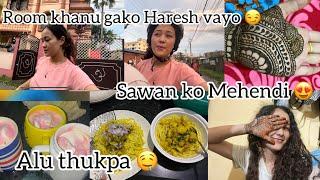 Siliguri’s ma room na pako awasta //Sawan ko mehendi lagako/Cooking Alu thukpa // #youtube #viral