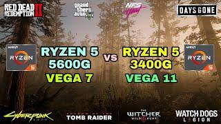 Ryzen 5 5600G (Vega 7) vs Ryzen 5 3400G (Vega 11) Gaming Test ! 2021