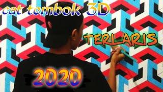 KREATIF!! CAT TEMBOK MOTIF 3D TERLARIS 2020 | 3D WALL PAINTING | TUTORIAL CAT TEMBOK 3D | LUKISAN 3D