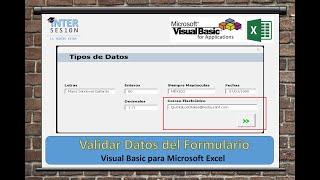 Visual Basic Excel #17 email, Validar la captura de nombres para un Email valido en el formulario.