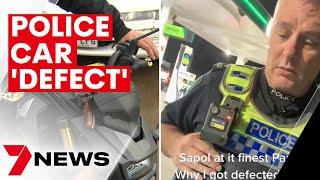 Adelaide man turns table on officer and 'defects' police car after spotting bald tyre | 7NEWS