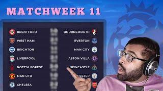 English Premier League Predictions | Matchweek 11