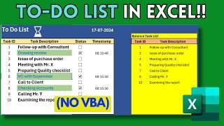 Interactive To Do List in Excel | No VBA!