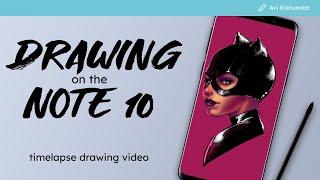 Drawing Catwoman on the Note 10 with Artflow