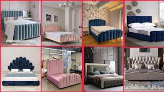 Modern and stylish velvet back bed designs | chiniot bed |wooden bed | posish bed designs|luxury bed