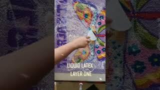 Applying Liquid Latex Adhesive Backing to a Punch Needle Rug