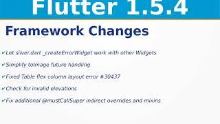 Flutter Framework Changes | Flutter 1.5.4 Release Updates | iOS | Web | Google I/O 2019