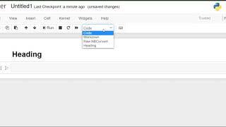 Jupyter Notebook  Heading | Markdown | Raw | Code Functionality