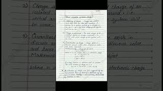 Class 12 physics notes | Electric charges and fields | pdf link in the description | JEE | #shorts