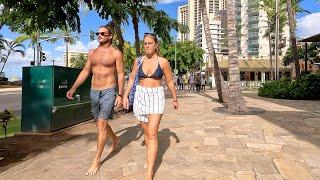 WALK Tour HAWAII  Beautiful Morning Walk in Waikiki Beach  Hawaii People