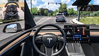 2022 Tesla Model Y - Euro Truck Simulator 2 [Steering Wheel Gameplay]