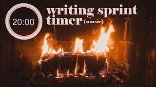 20 Minute Writing Sprint Timer w/ fire crackling - MUSIC VERSION