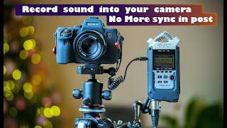 Connect Zoom H4n pro  External recorder, to camera (record sound straight into camera)