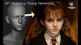 3D Modeling Young Hermione Granger Timelapse，UE5 rendering.