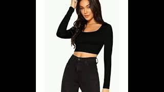 #crop tops # black colour crop tops # royal fashion # trendy black colour crop tops # trendy tops