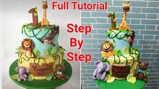 Jungle Theme 1st Birthday Cake | Jungle Safari Cake | 1st Birthday Animal Theme Cake