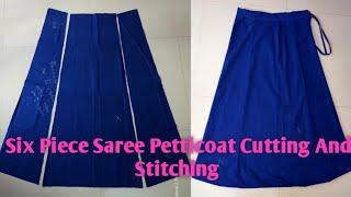 Six Piece Saree Petticoat(langa)Cutting And Stitching In Telugu // Cross Langa Cutting And Stitching