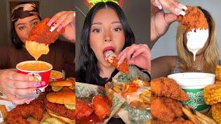 TIKTOK Mukbang Compilation | Dave's Hot Chicken, Wingstop, Cane's, McDonald's & More!