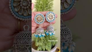 Diy Trending Earrings🩵 #shorts #diy #jewellerymaking #handmadejewelry  #diybykavita