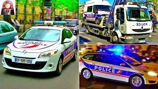 Police Cars Responding Lights Sirens in Paris // Voitures, Motos de Police - Compilation