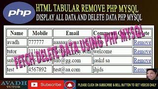 how to delete data using html table format php mysql | delete data link wise using php mysql