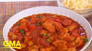 Frances Tariga prepares menudo with leftovers