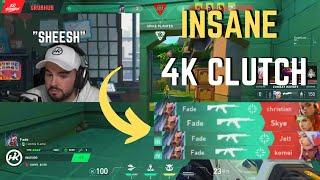 100T Hiko Reacts to this INSANE Fade Clean 4K CLUTCH ! | VALORANT Clips