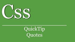 QuickTip #141 - CSS Tutorial - Quotes | HTML | Meta Charset UTF8 | Style