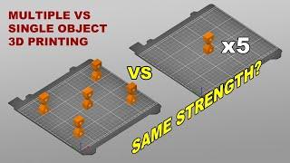 3d printing multiple objects at once vs single object 3D printing (one-by-one) - same strength?