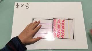 Multiplying fractions: 1/4 x 3/5