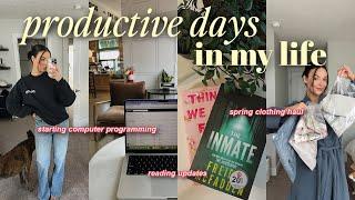 PRODUCTIVE DAYS IN MY LIFE  | coffee shop work, learning code, styling my short hair, spring haul