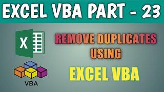 Remove duplicate from Excel using VBA