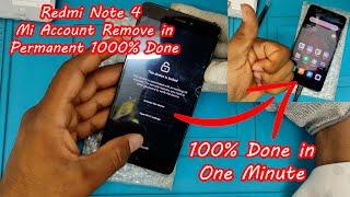 Redmi Note 4 Mi Account Remove Permanently in One Click Method️️ / Note 4 Pattern & FRP Remove ️