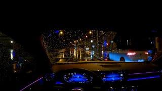 POV Mercedes Rainy night drive ASMR NO TALKING NO MUSIC 4K
