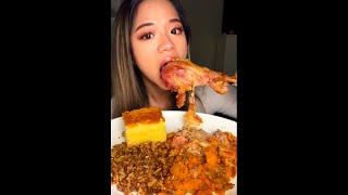 ASMR CAJUN TURKEY, YAMS, DIRTY RICE, and CORNBREAD | Eating Sounds