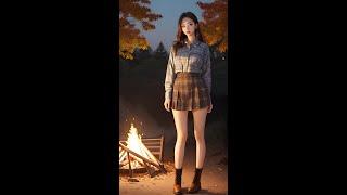 (AI art)Classic Checked Flannel Shirt Fall Campfire Lookbook