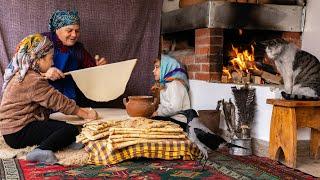 Baking Traditional Azerbaijani Flatbreads in Wood Oven