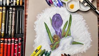 How to paint a Crocus with Neocolor II