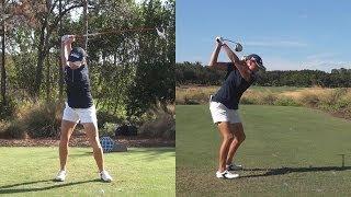 STACY LEWIS - SYNCED DRIVER GOLF SWING DTL & FACE ON - REG & SLOW MOTION 1080p HD